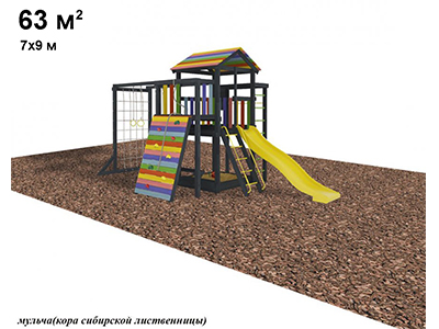 Детская площадка из дерева Джерси 4 + покрытие 63 м² с установкой под ключ